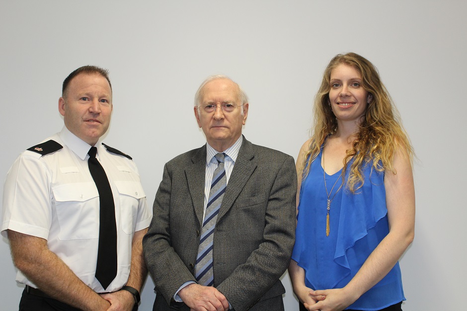 Dr Alan Billings with Rachel Staniforth and Temporary Superintendent Lee Berry
